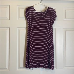 Burgundy White Stripped Dress